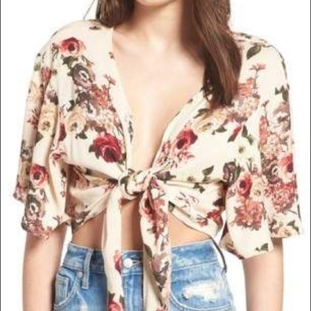 Madison & Berkeley floral tie top